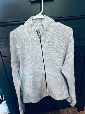 90 Degree By Reflex Light Gray Zip-Up Knit Jacket